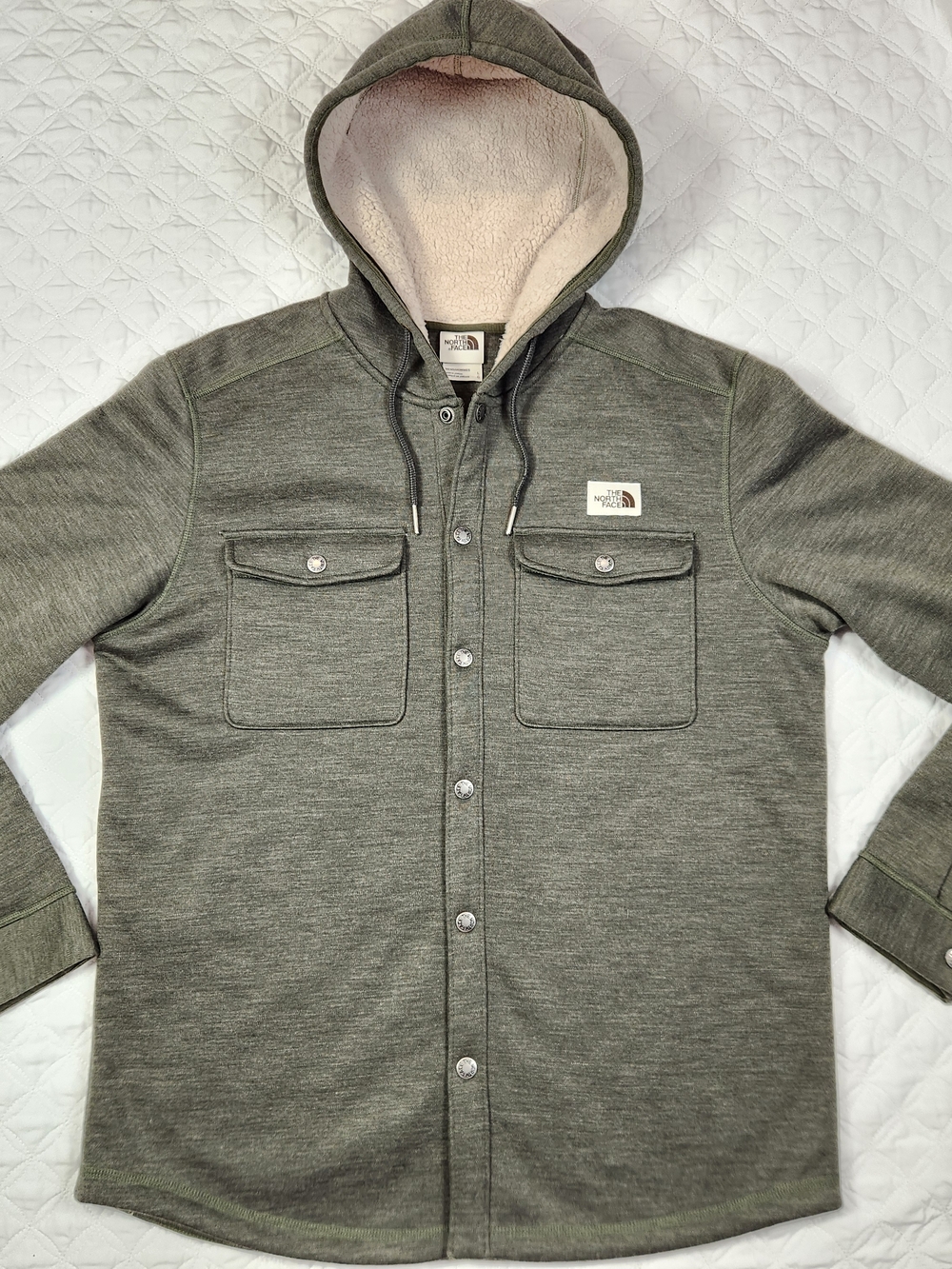 TNF Sherpa Lined Hoodie Jacket - Olive Green
